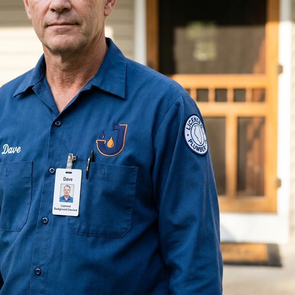 Licensed plumber showing ID badge in Mahopac, NY
