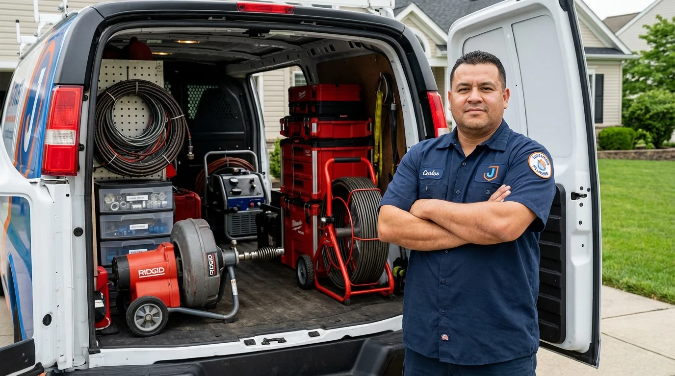 Professional drain cleaning equipment and Johns Plumbing LLC plumber in Mahopac