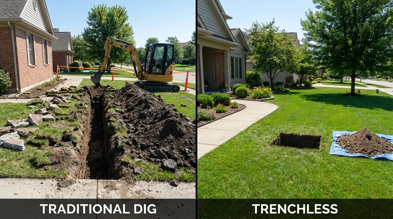 Trenchless sewer repair with minimal yard damage versus traditional excavation in Mahopac, NY